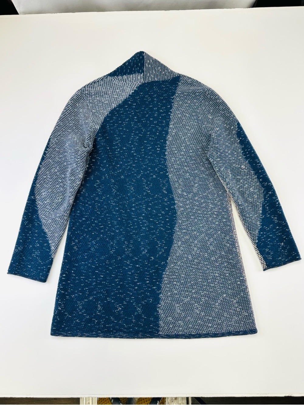 NIC+ZOE Blue Knit Cardigan Open Front Medium Textured Coastal Style Casual - Picture 11 of 11